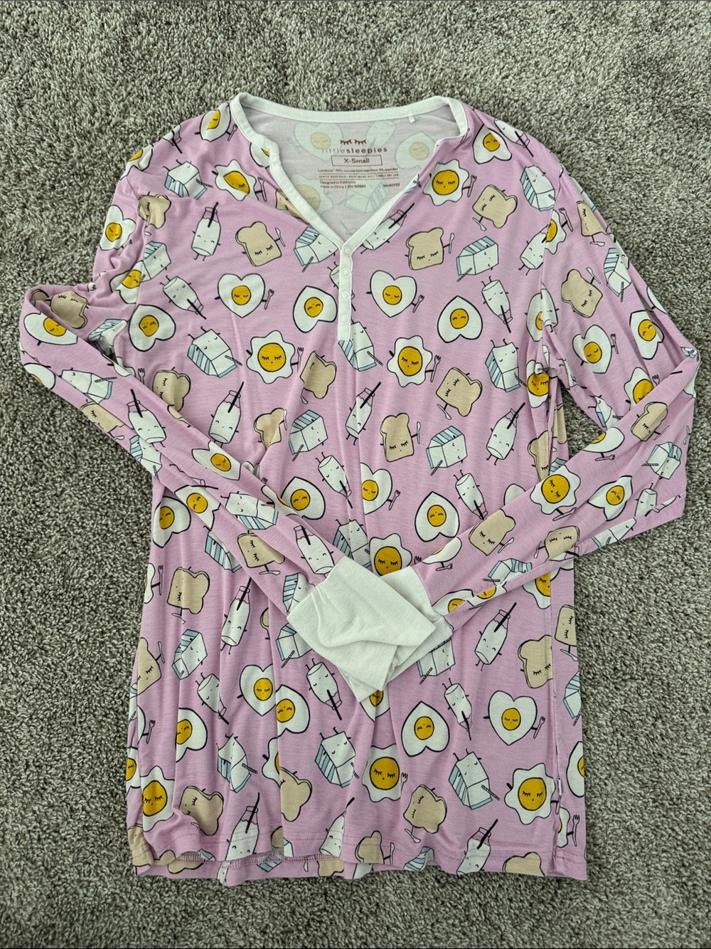 Little Sleepies Long-Sleeve Pajama Top with Breakfast Print